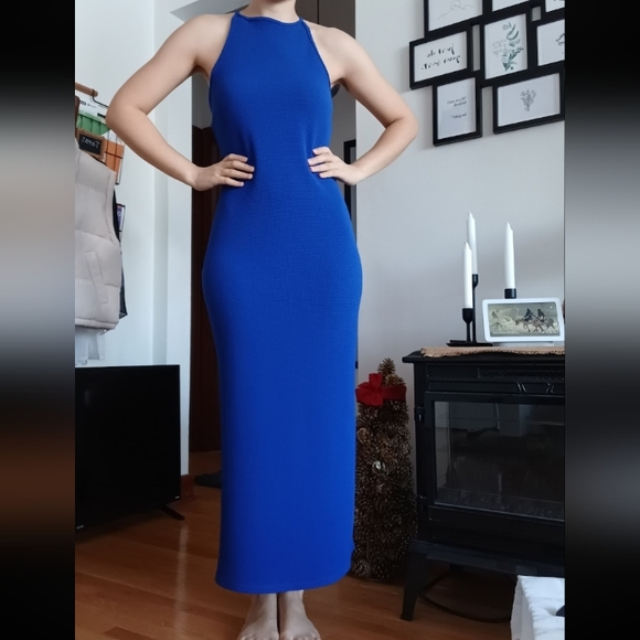 ⚡️SALE⚡️Antistar Cobalt Blue Scuba Maxi Dress with Slit - Picture 6 of 13